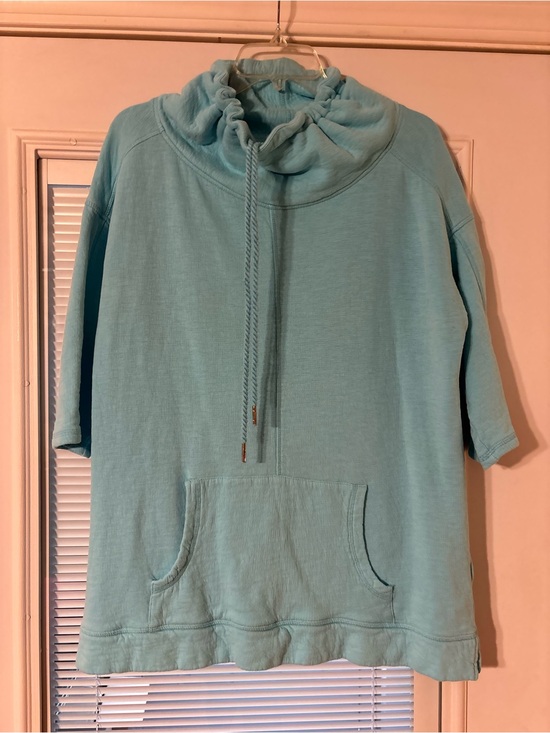 Talbots Tops - Talbots Light Aqua Short-Sleeve Cowl Neck Pullover Sweater